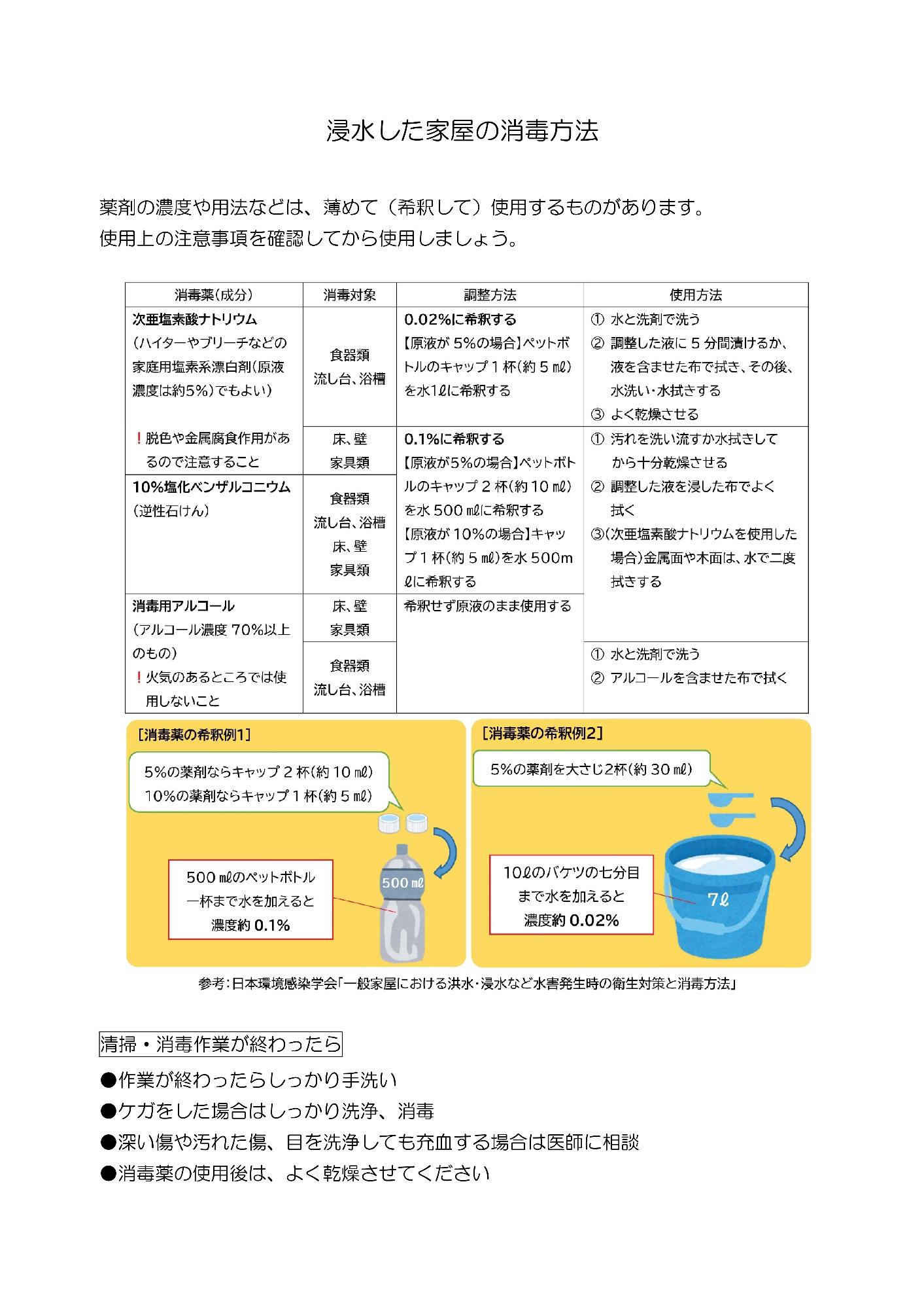 浸水した家屋のっ消毒方法
