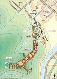 熊川城跡とその周辺を表した地図の画像